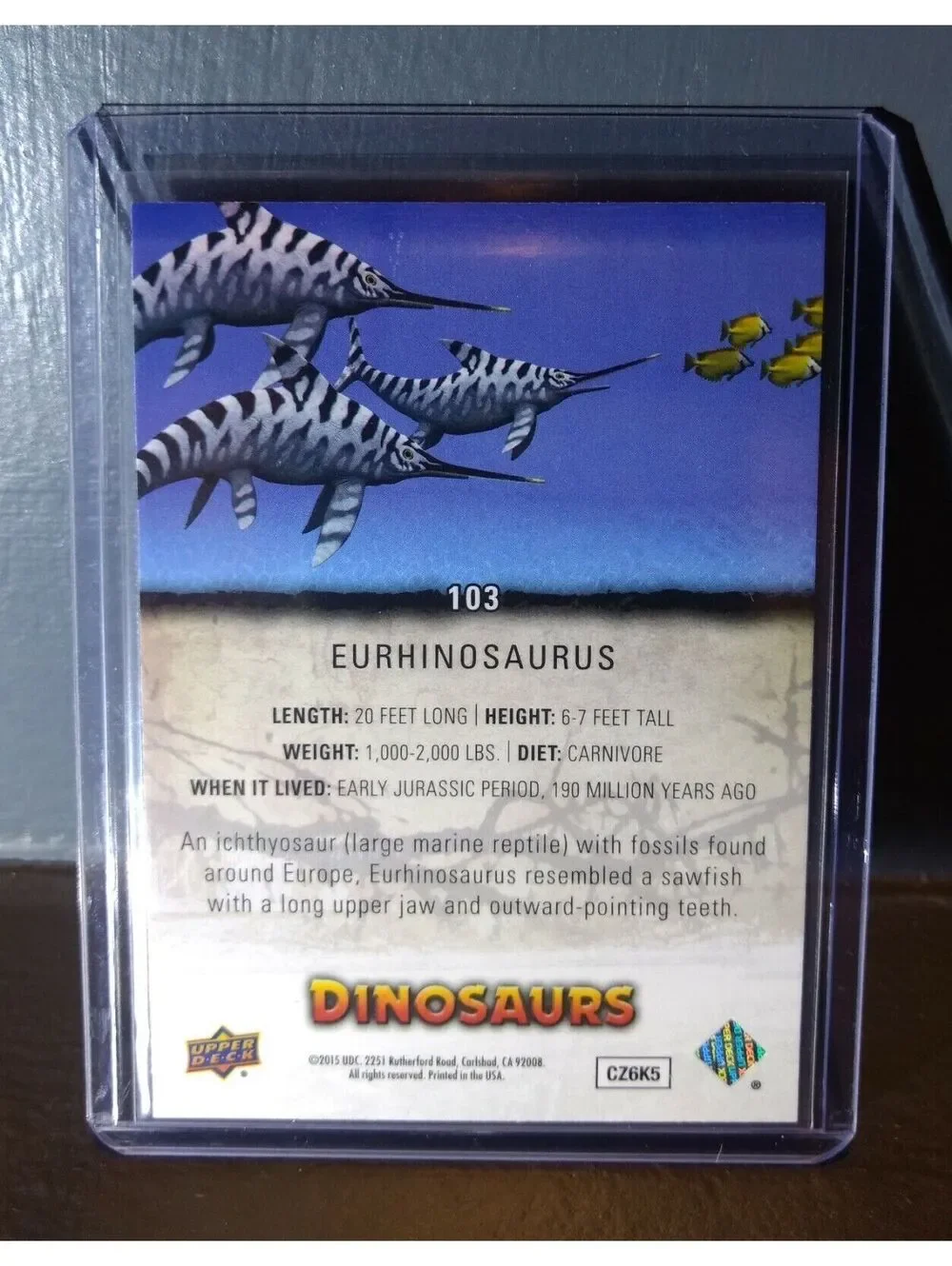 2015 Upper Deck Dinosaurs Eurhinosaurus #103 Trading Card